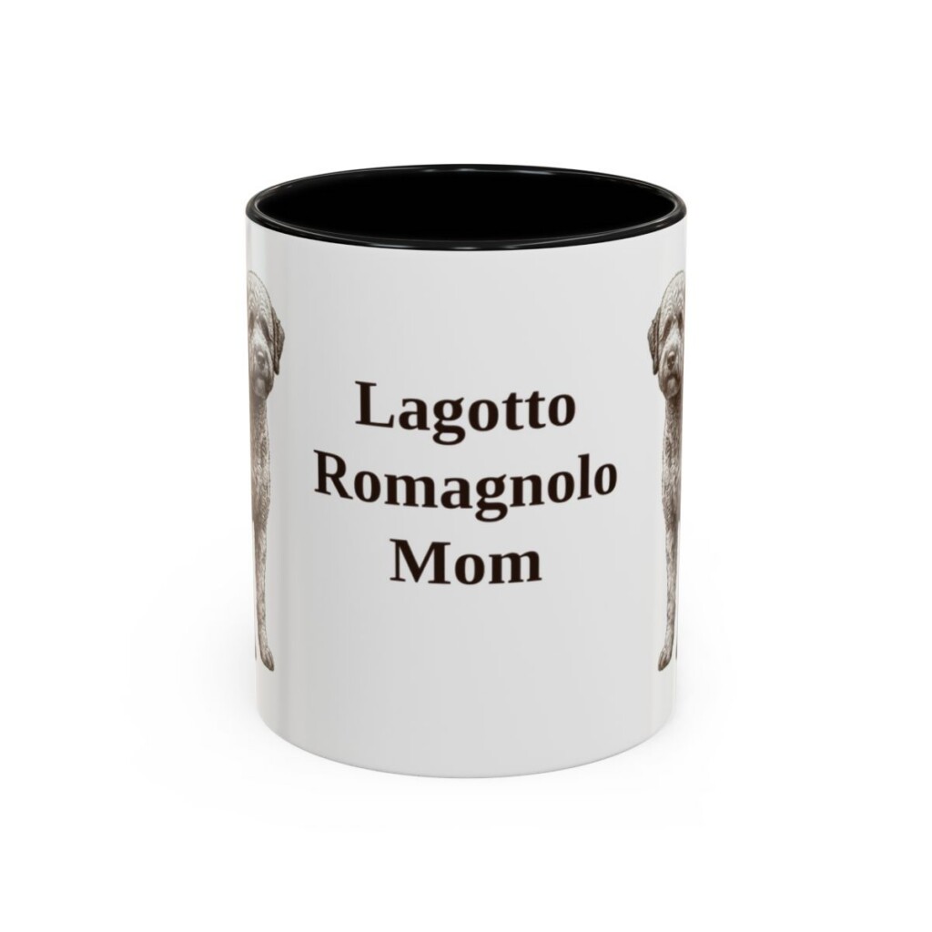 11oz Lagotto Romagnolo Dog Mom Mug, Black, front view