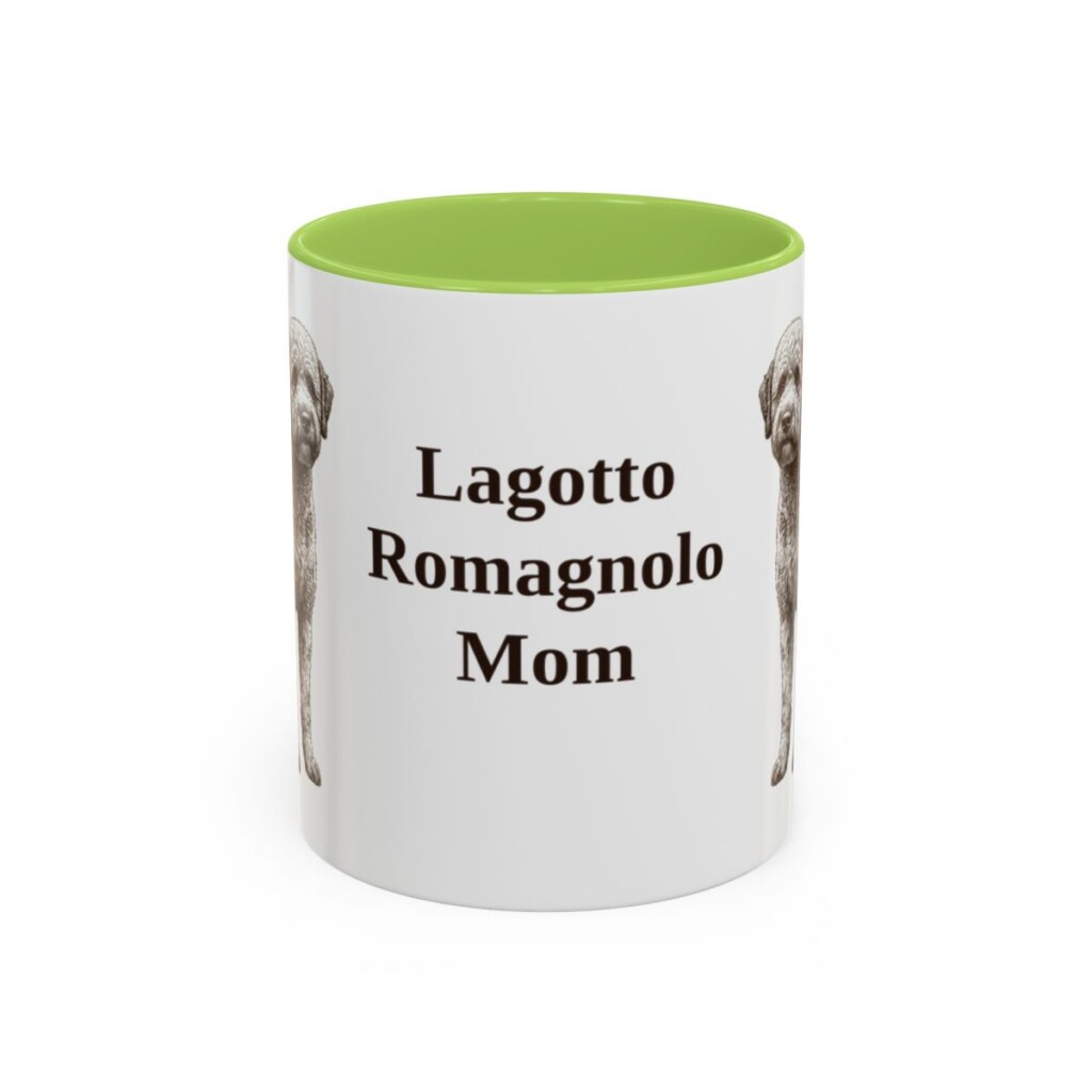 11oz Lagotto Romagnolo Dog Mom Mug, Light Green, front view
