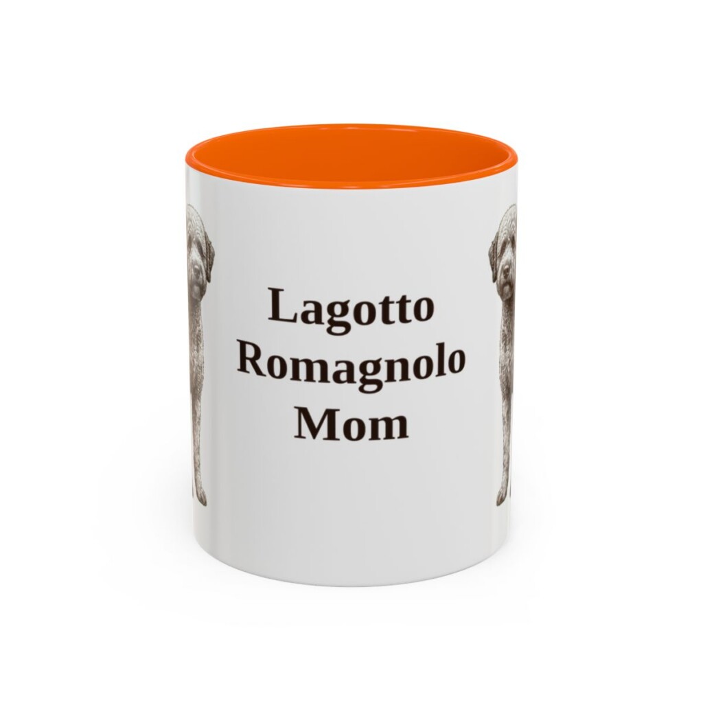 11oz Lagotto Romagnolo Dog Mom Mug, Orange, front view