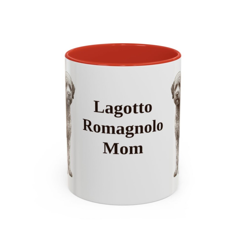 11oz Lagotto Romagnolo Dog Mom Mug, Red, front view