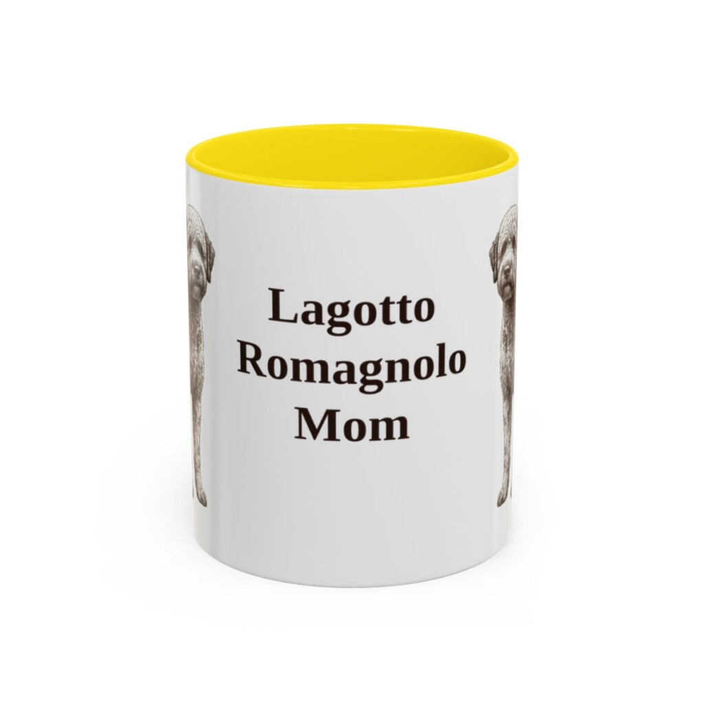 11oz Lagotto Romagnolo Dog Mom Mug, Yellow, front view