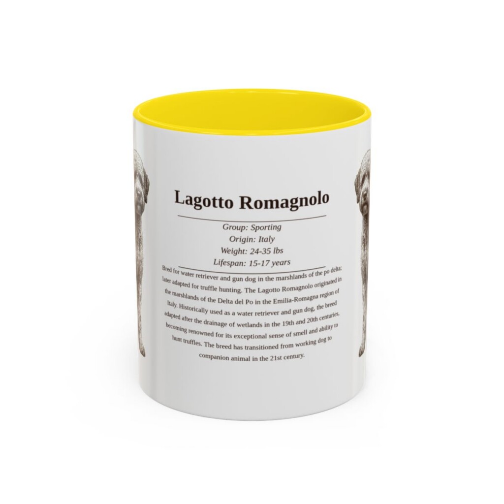 11oz Lagotto Romagnolo Mug, Yellow, front view