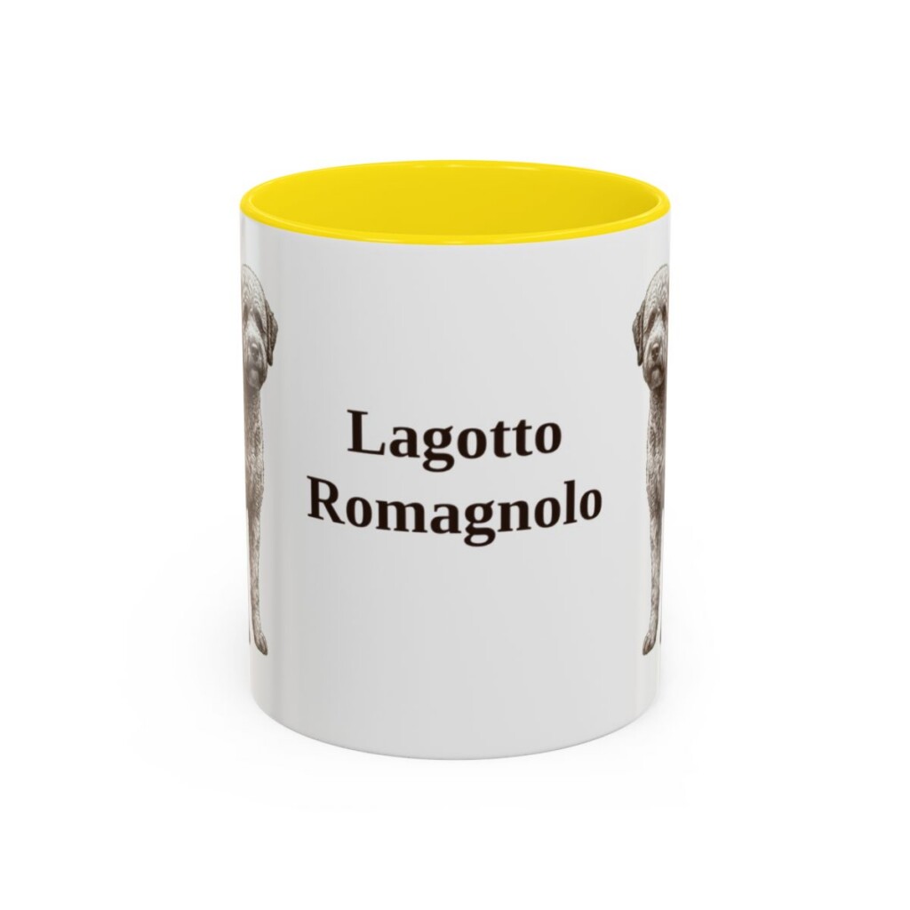 11oz-lagotto-romagnolo-mug-yellow 11oz Lagotto Romagnolo Mug, Yellow, front view