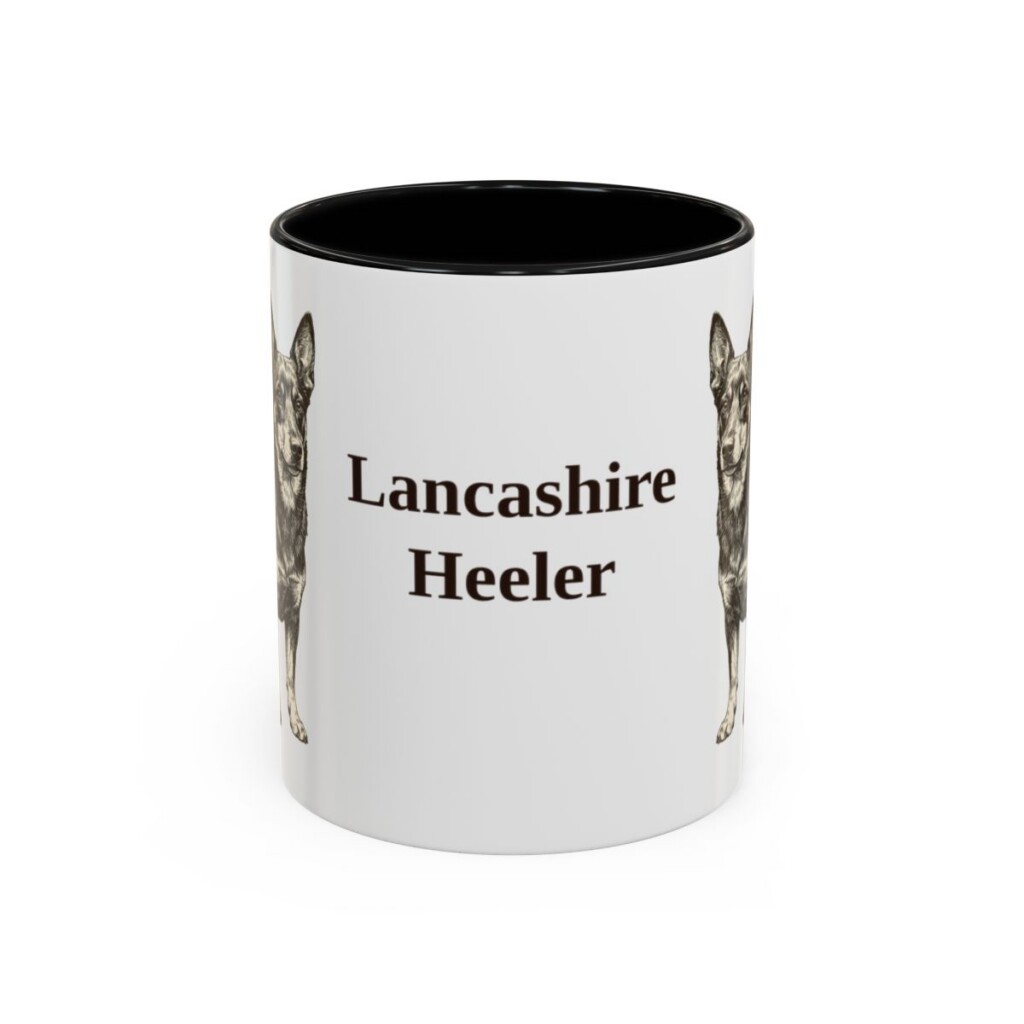 11oz Lancashire Heeler Mug, Black, front view