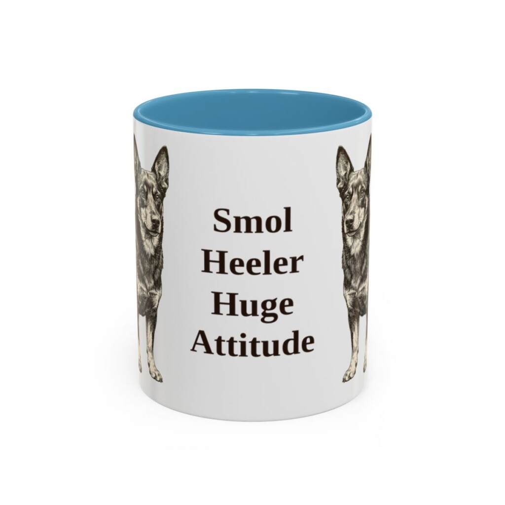11oz Funny Lancashire Heeler Mug, Light Blue, front view
