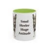 11oz Funny Lancashire Heeler Mug, Light Green, front view