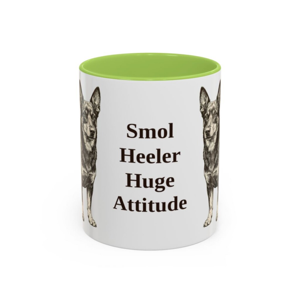 11oz Funny Lancashire Heeler Mug, Light Green, front view