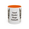 11oz Funny Lancashire Heeler Mug, Orange, front view