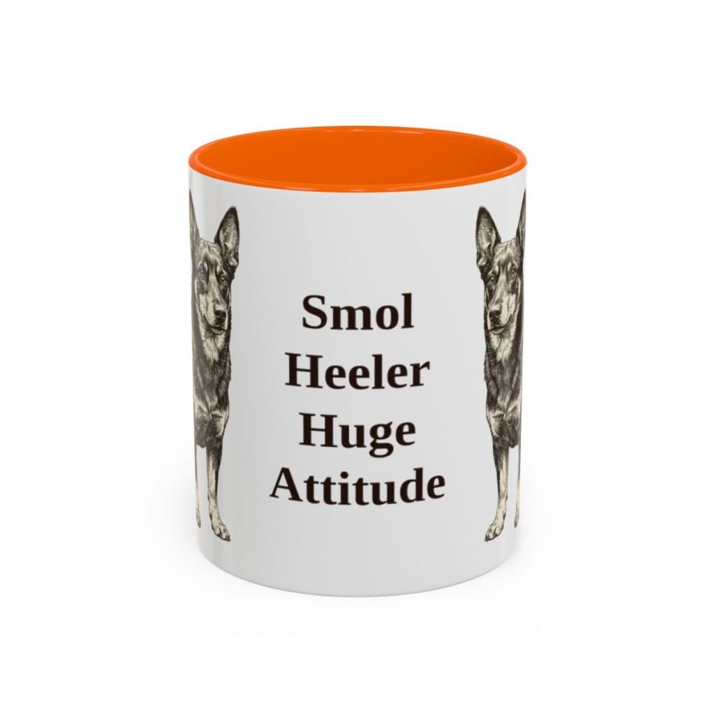 11oz Funny Lancashire Heeler Mug, Orange, front view