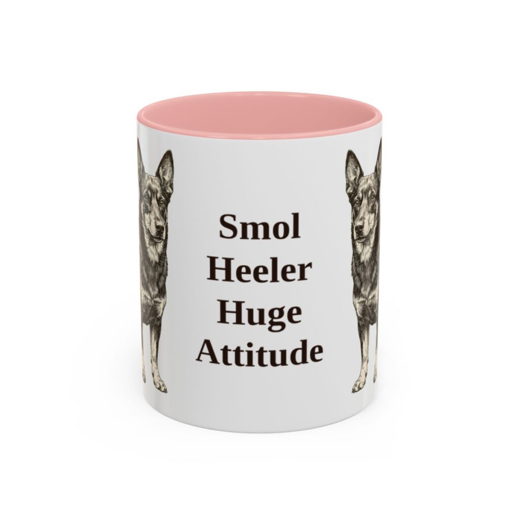 11oz Funny Lancashire Heeler Mug, Pink, front view
