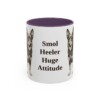 11oz Funny Lancashire Heeler Mug, Purple, front view