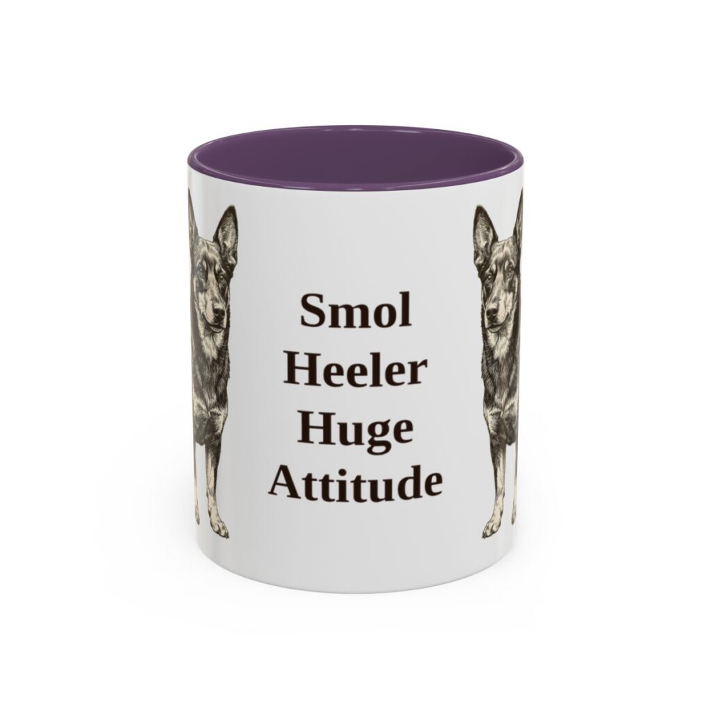 11oz Funny Lancashire Heeler Mug, Purple, front view