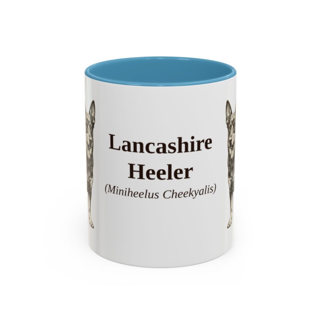11oz-lancashire-heeler-mug-latin-light-blue 11oz Lancashire Heeler Latin Mug, Light Blue, front view