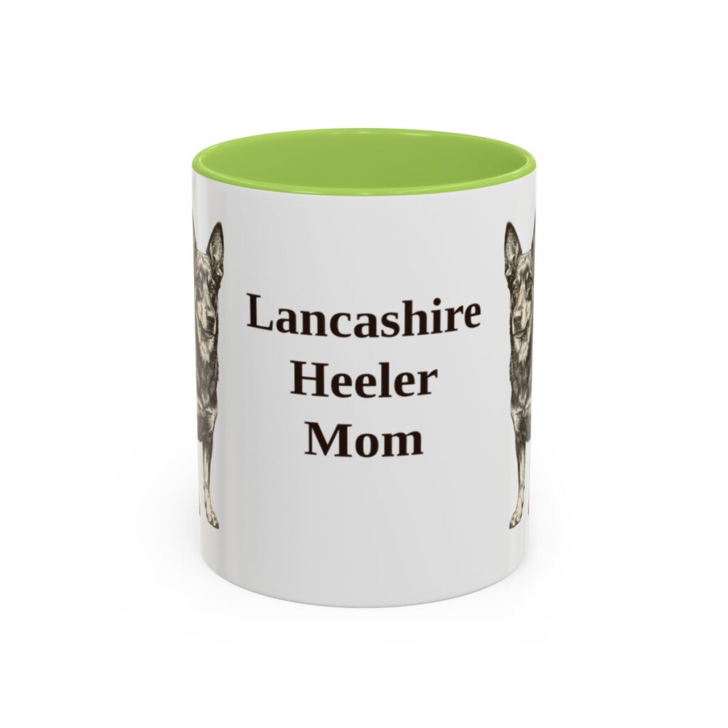 11oz Lancashire Heeler Dog Mom Mug, Light Green, front view