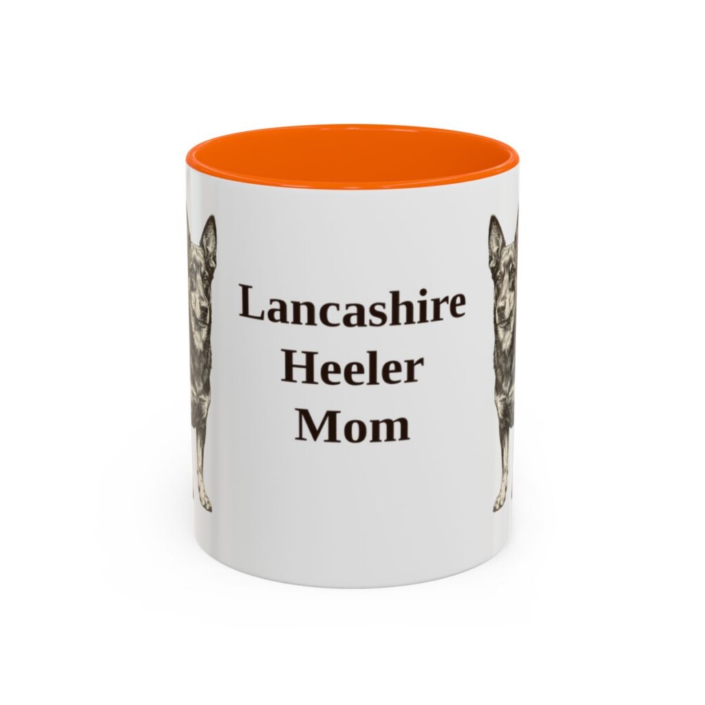 11oz Lancashire Heeler Dog Mom Mug, Orange, front view