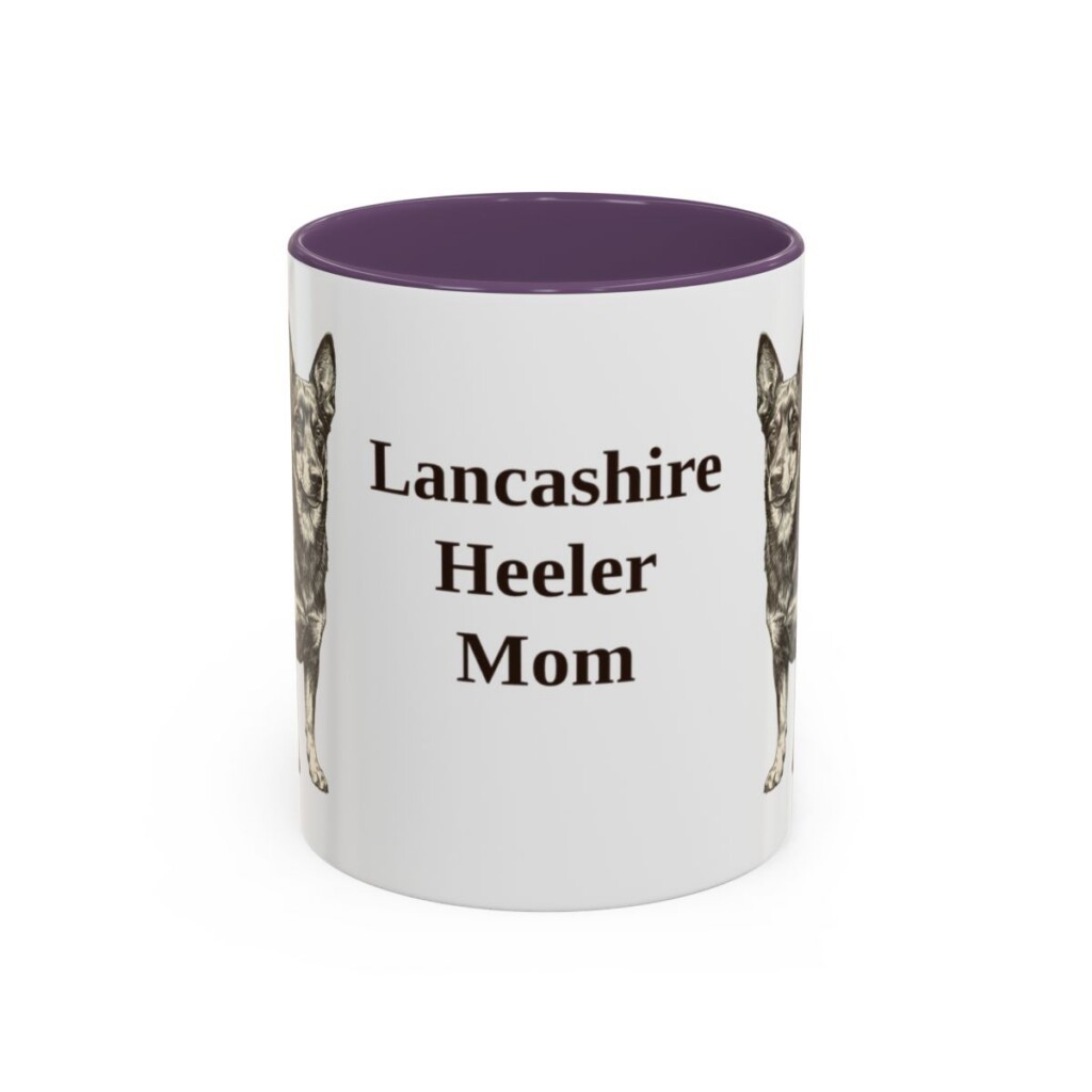 11oz Lancashire Heeler Dog Mom Mug, Purple, front view
