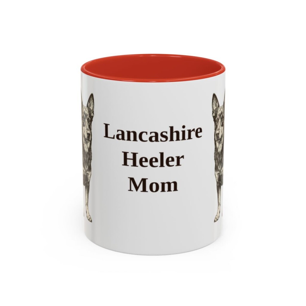 11oz Lancashire Heeler Dog Mom Mug, Red, front view