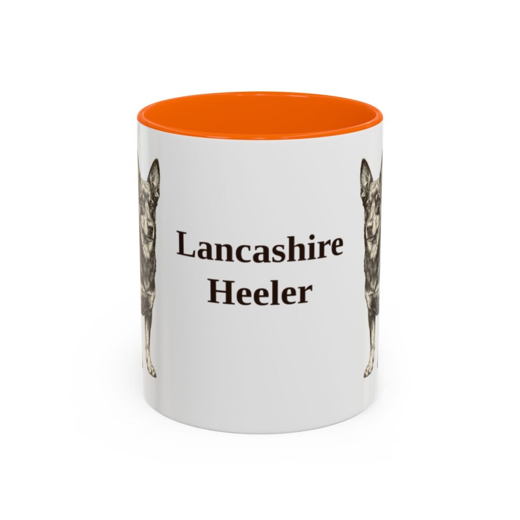 11oz Lancashire Heeler Mug, Orange, front view