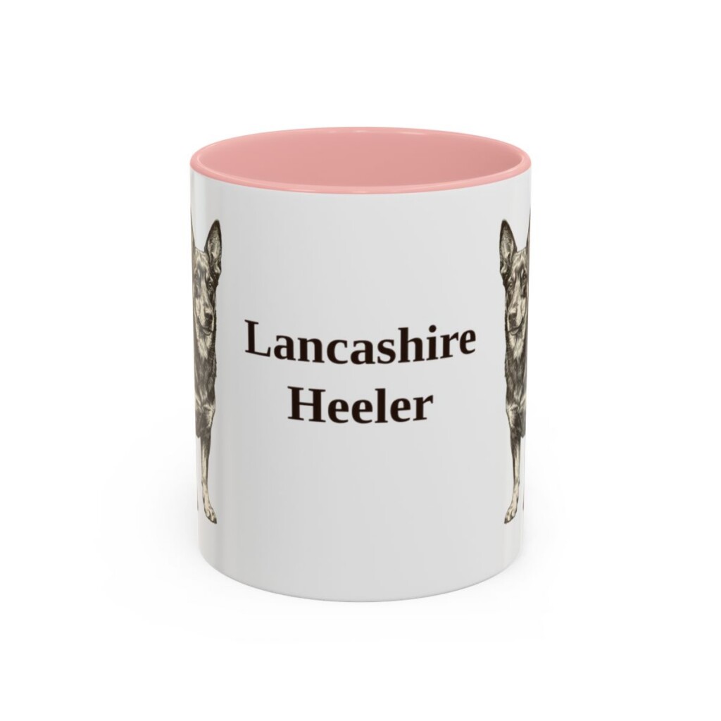 11oz Lancashire Heeler Mug, Pink, front view