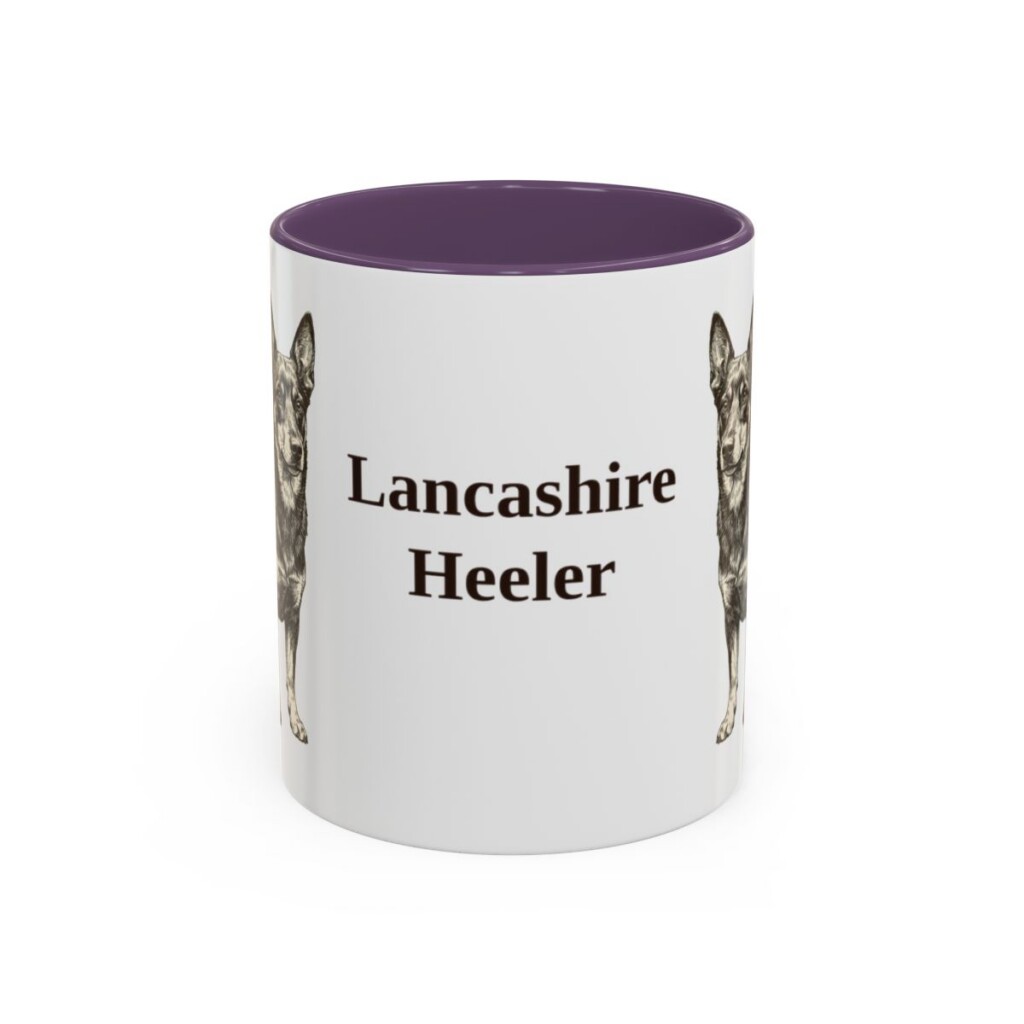 11oz Lancashire Heeler Mug, Purple, front view