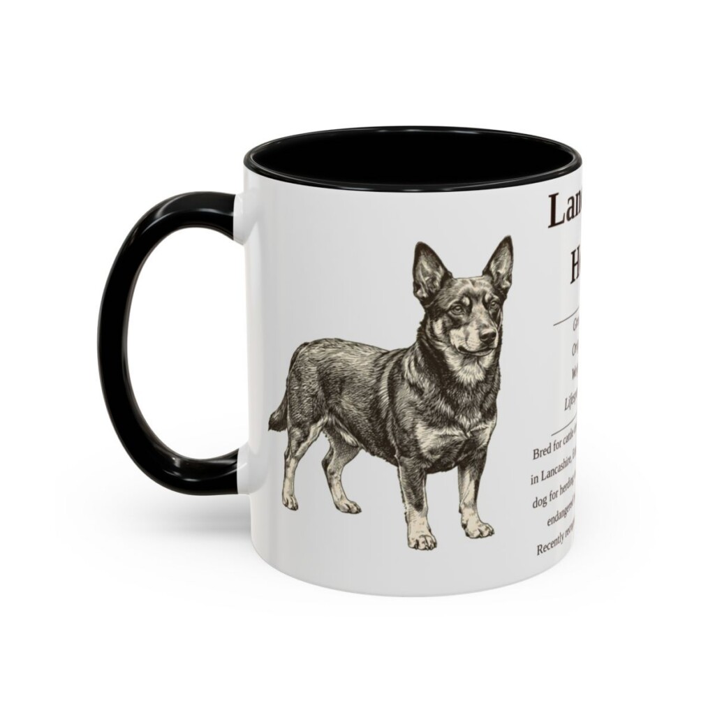 11oz Lancashire Heeler Mug, Black, left side view