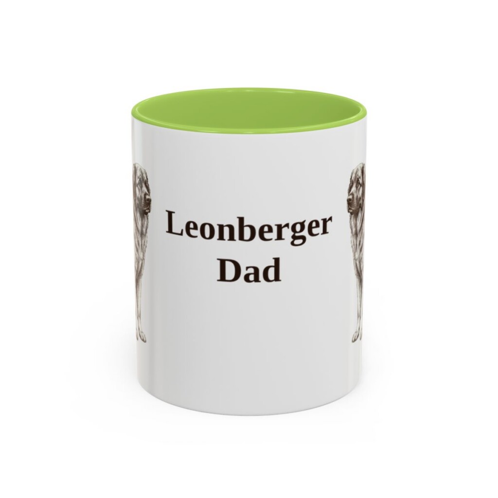 11oz Leonberger Dog Dad Mug, Light Green, front view