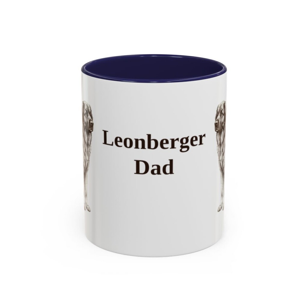 11oz Leonberger Dog Dad Mug, Navy, front view