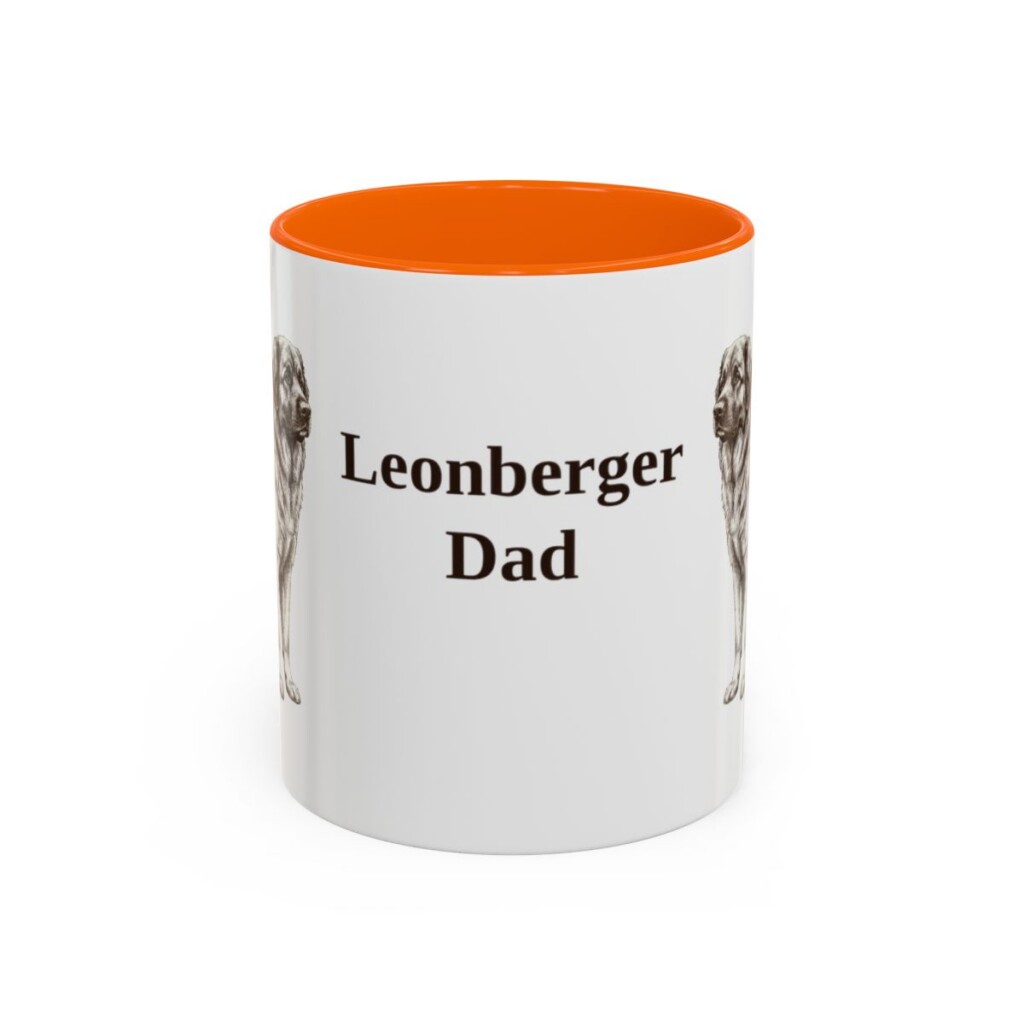 11oz Leonberger Dog Dad Mug, Orange, front view