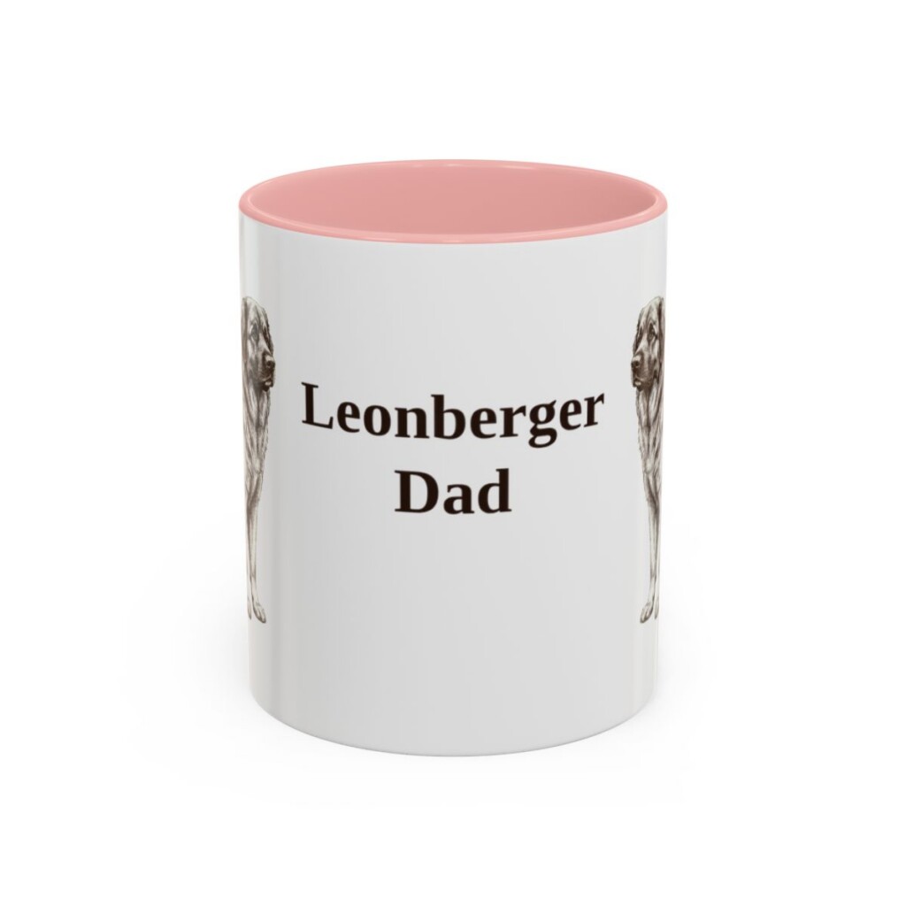 11oz Leonberger Dog Dad Mug, Pink, front view