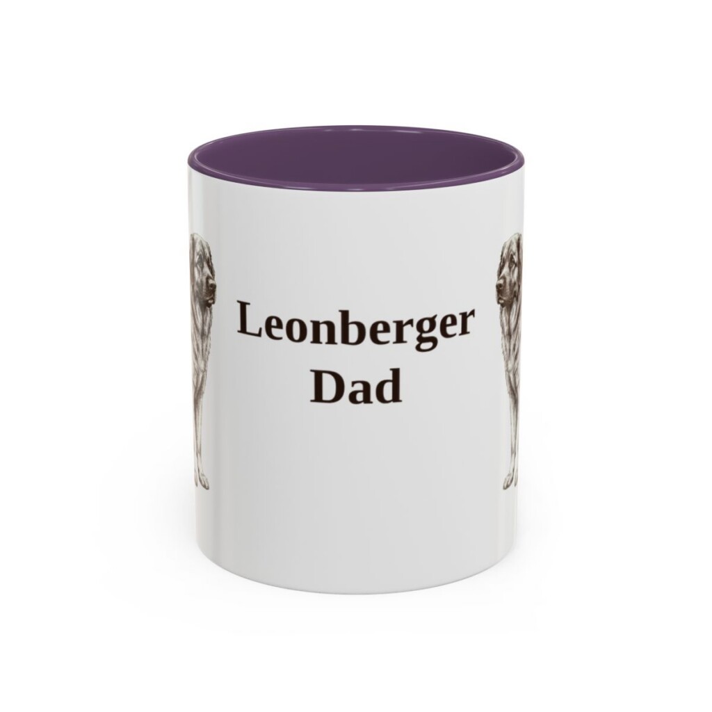 11oz Leonberger Dog Dad Mug, Purple, front view