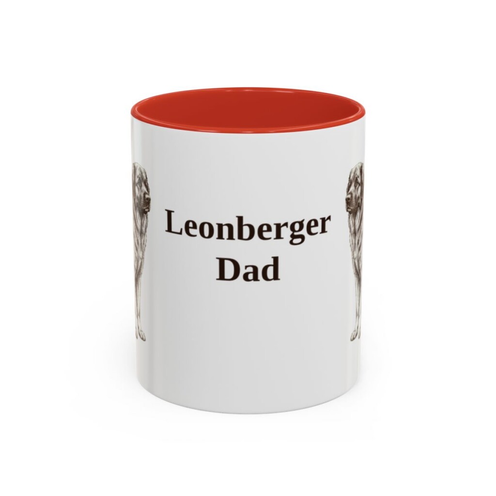 11oz Leonberger Dog Dad Mug, Red, front view