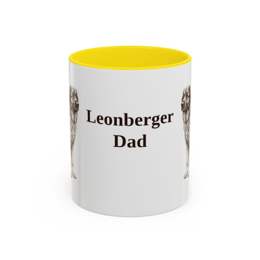 11oz Leonberger Dog Dad Mug, Yellow, front view