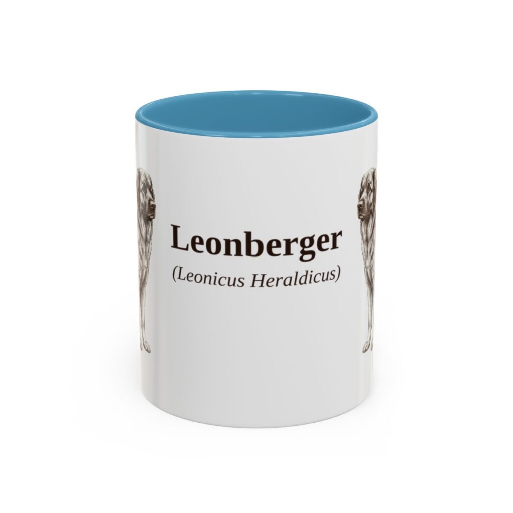 11oz Leonberger Latin Mug, Light Blue, front view