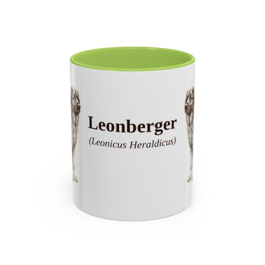 11oz Leonberger Latin Mug, Light Green, front view