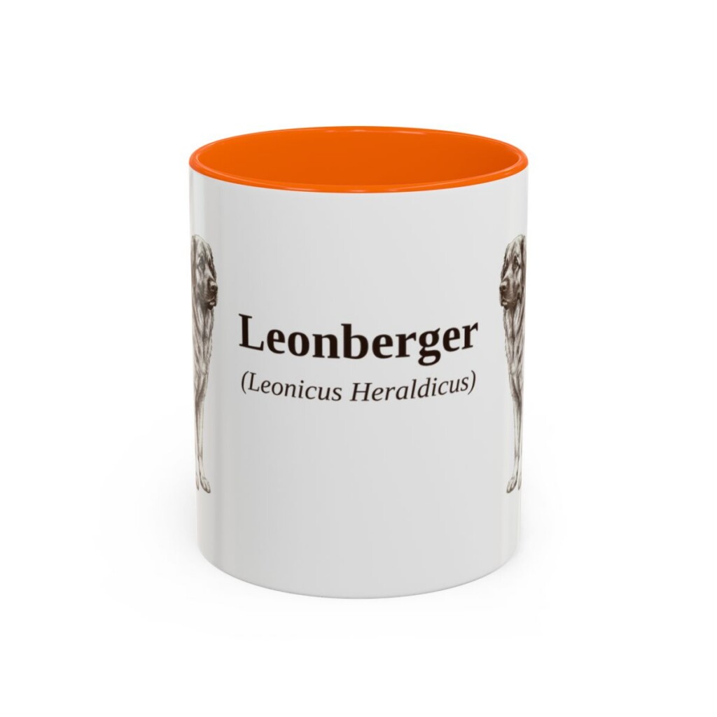 11oz Leonberger Latin Mug, Orange, front view