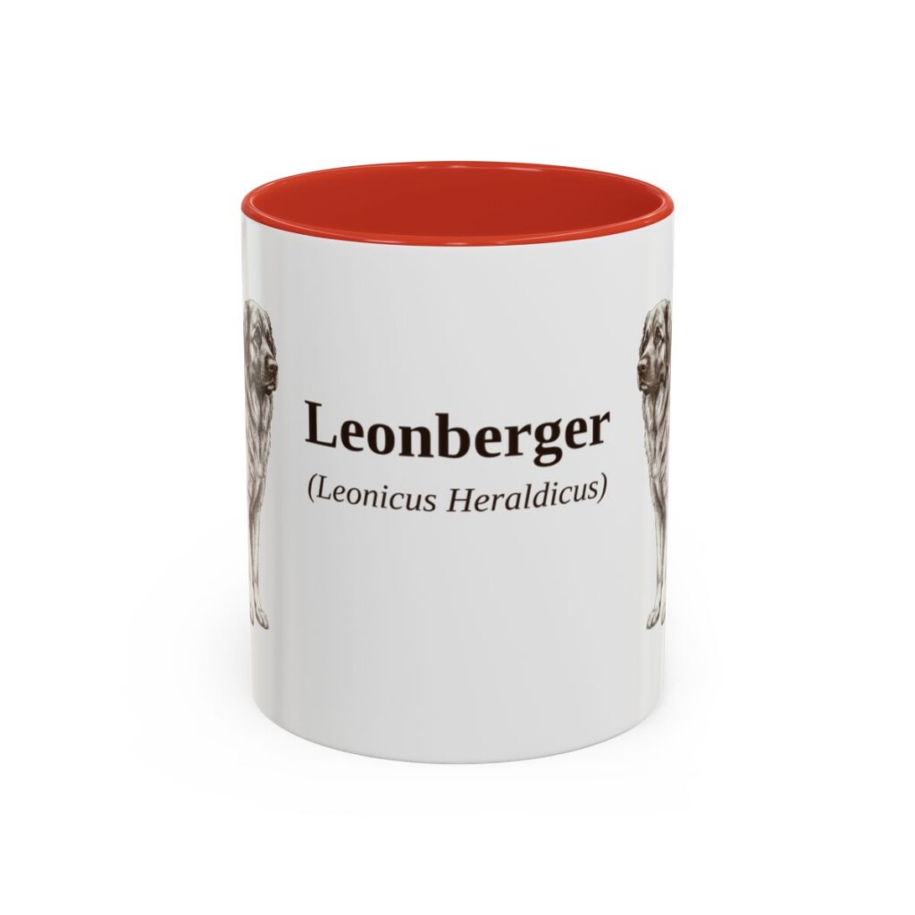 11oz Leonberger Latin Mug, Red, front view