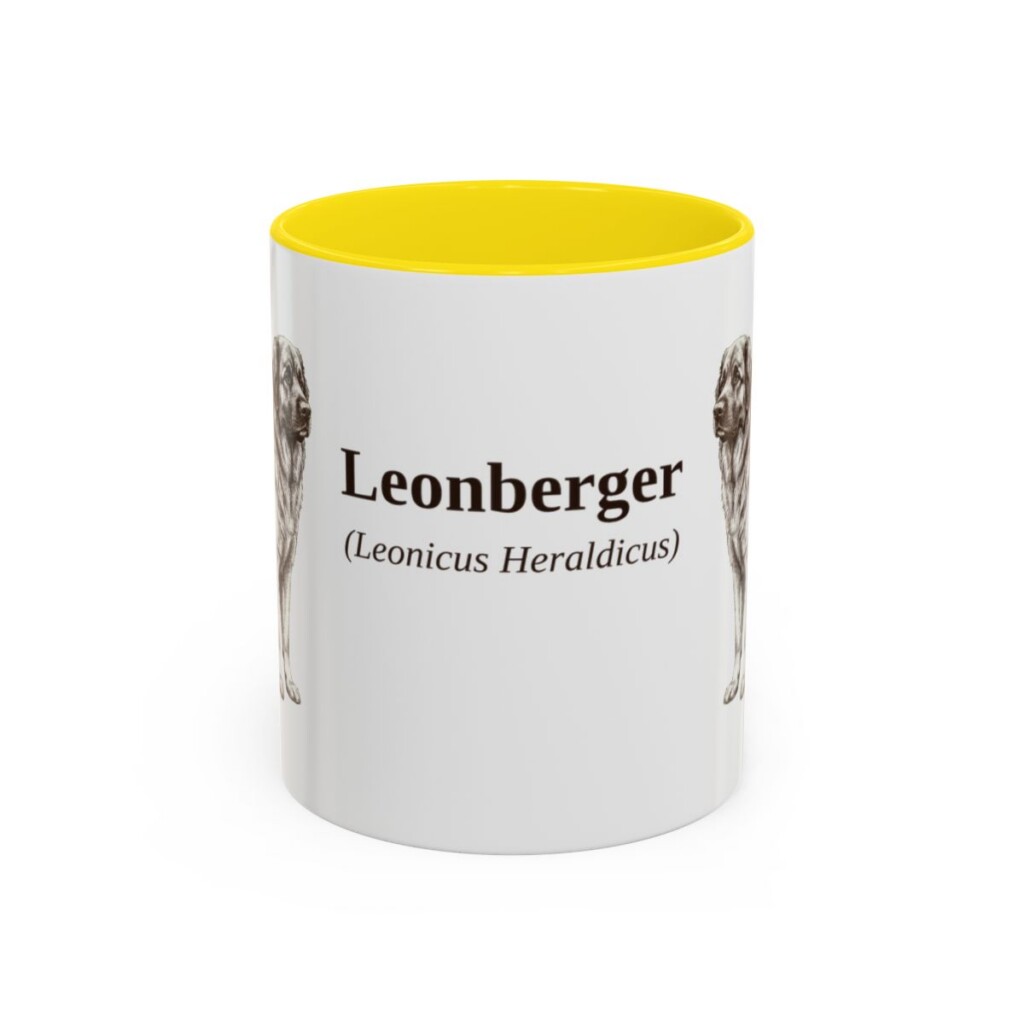 11oz Leonberger Latin Mug, Yellow, front view