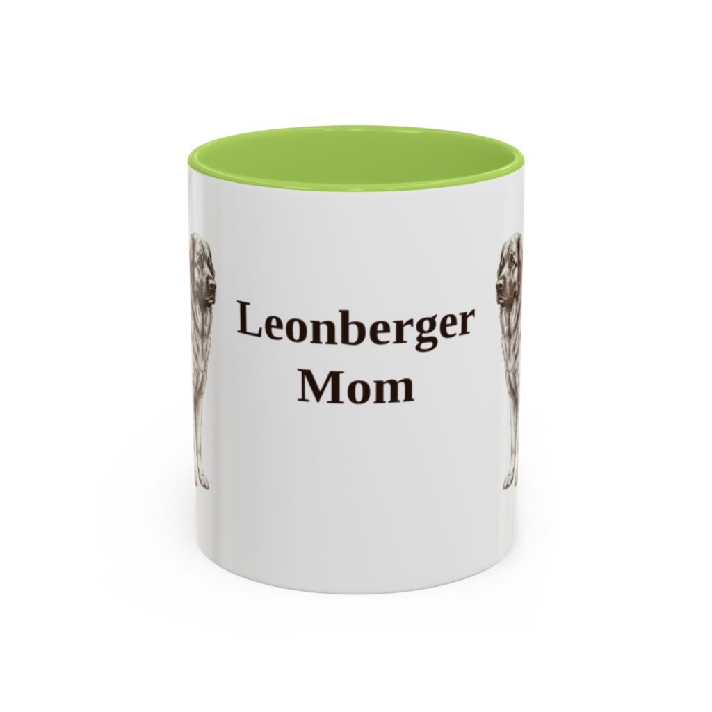 11oz-leonberger-mug-mom-light-green 11oz Leonberger Dog Mom Mug, Light Green, front view