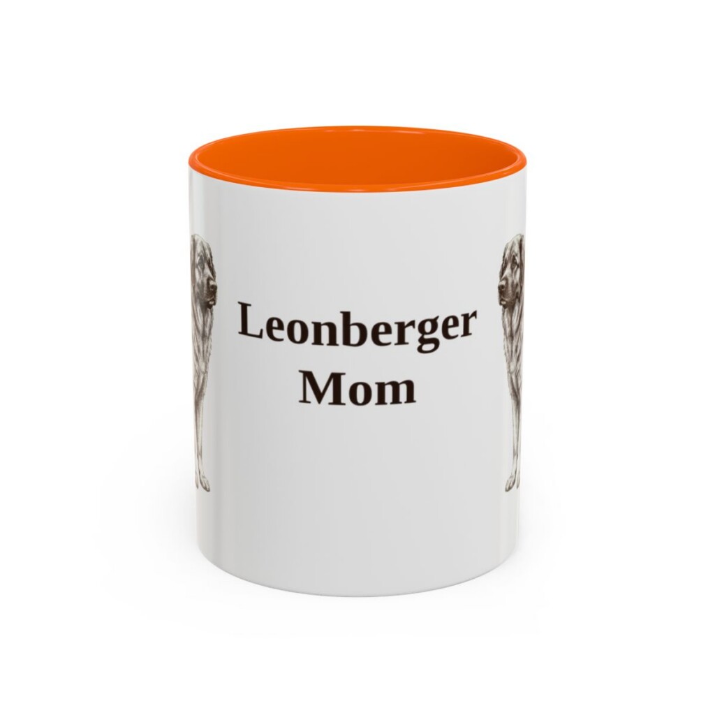 11oz-leonberger-mug-mom-orange 11oz Leonberger Dog Mom Mug, Orange, front view