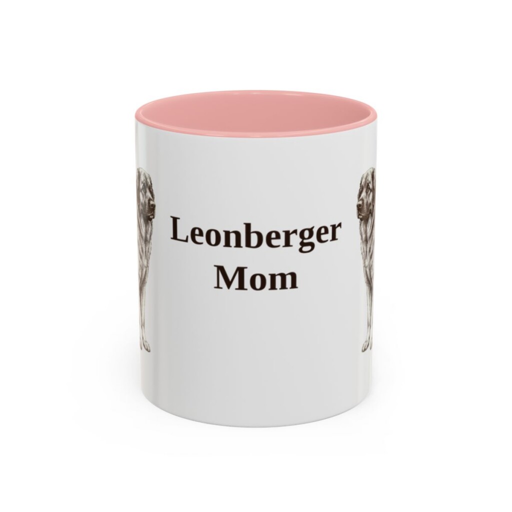 11oz-leonberger-mug-mom-pink 11oz Leonberger Dog Mom Mug, Pink, front view