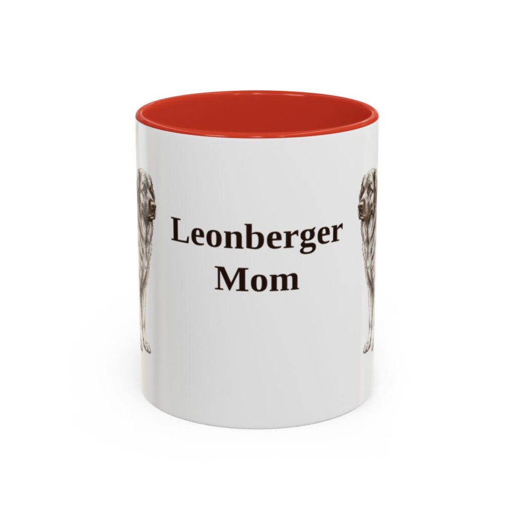 11oz-leonberger-mug-mom-red 11oz Leonberger Dog Mom Mug, Red, front view