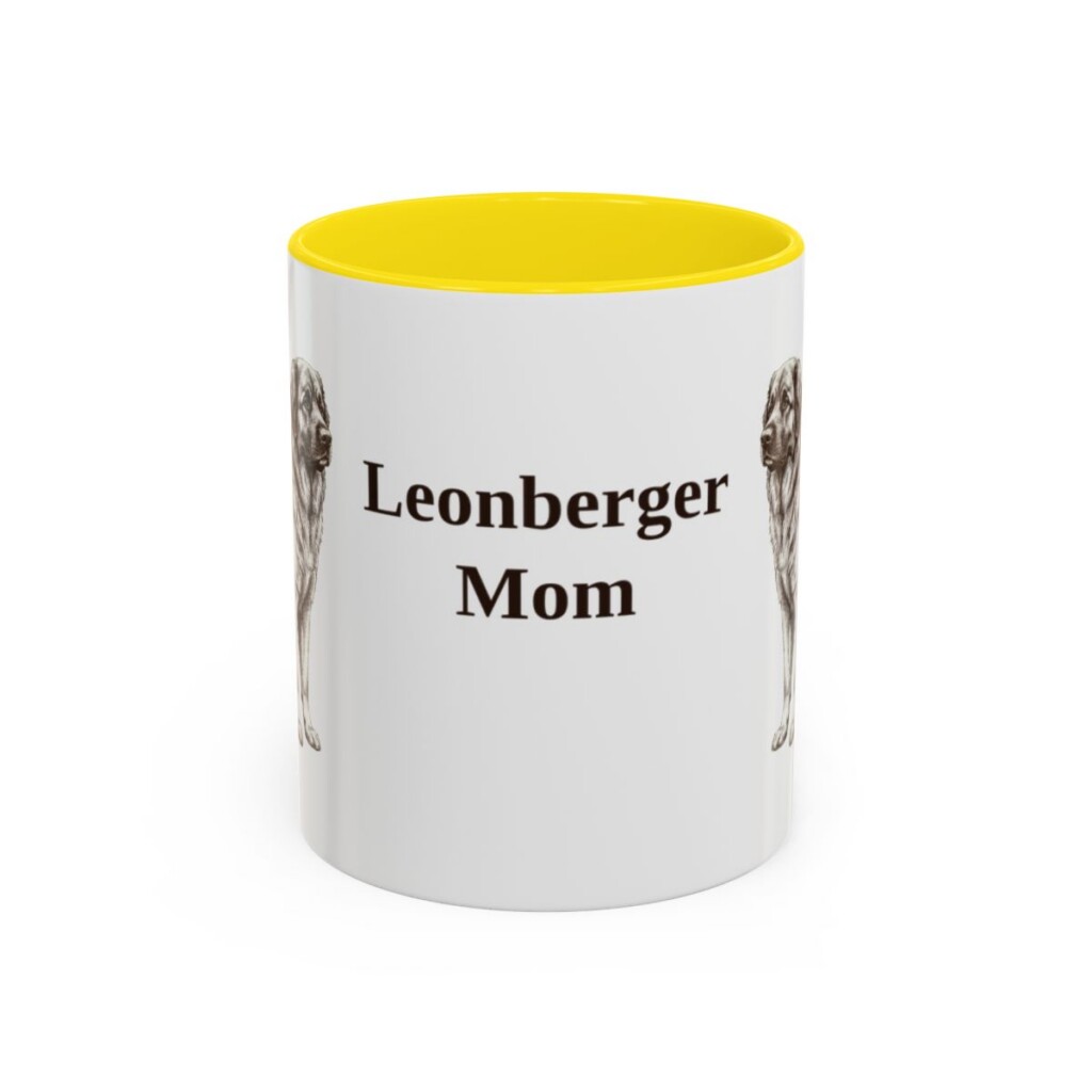 11oz-leonberger-mug-mom-yellow 11oz Leonberger Dog Mom Mug, Yellow, front view