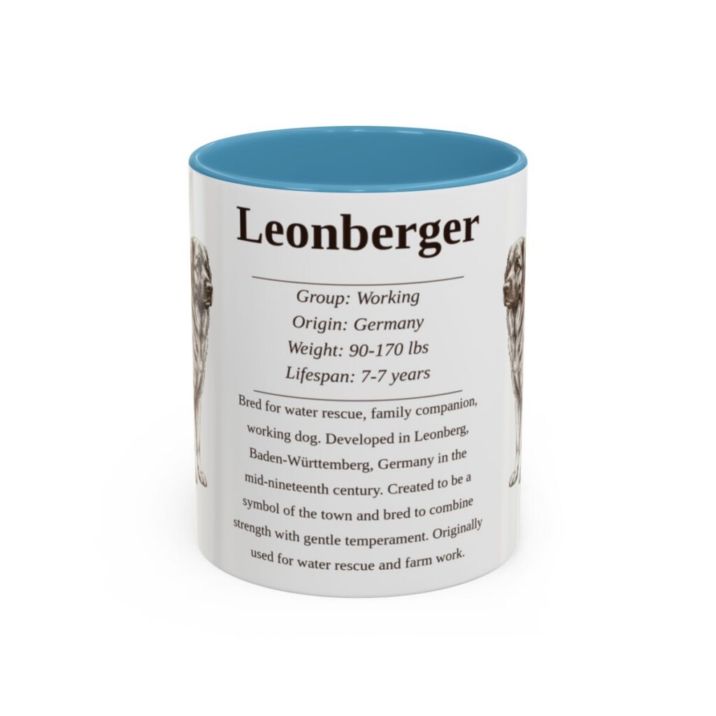 11oz Leonberger Mug, Light Blue, front view
