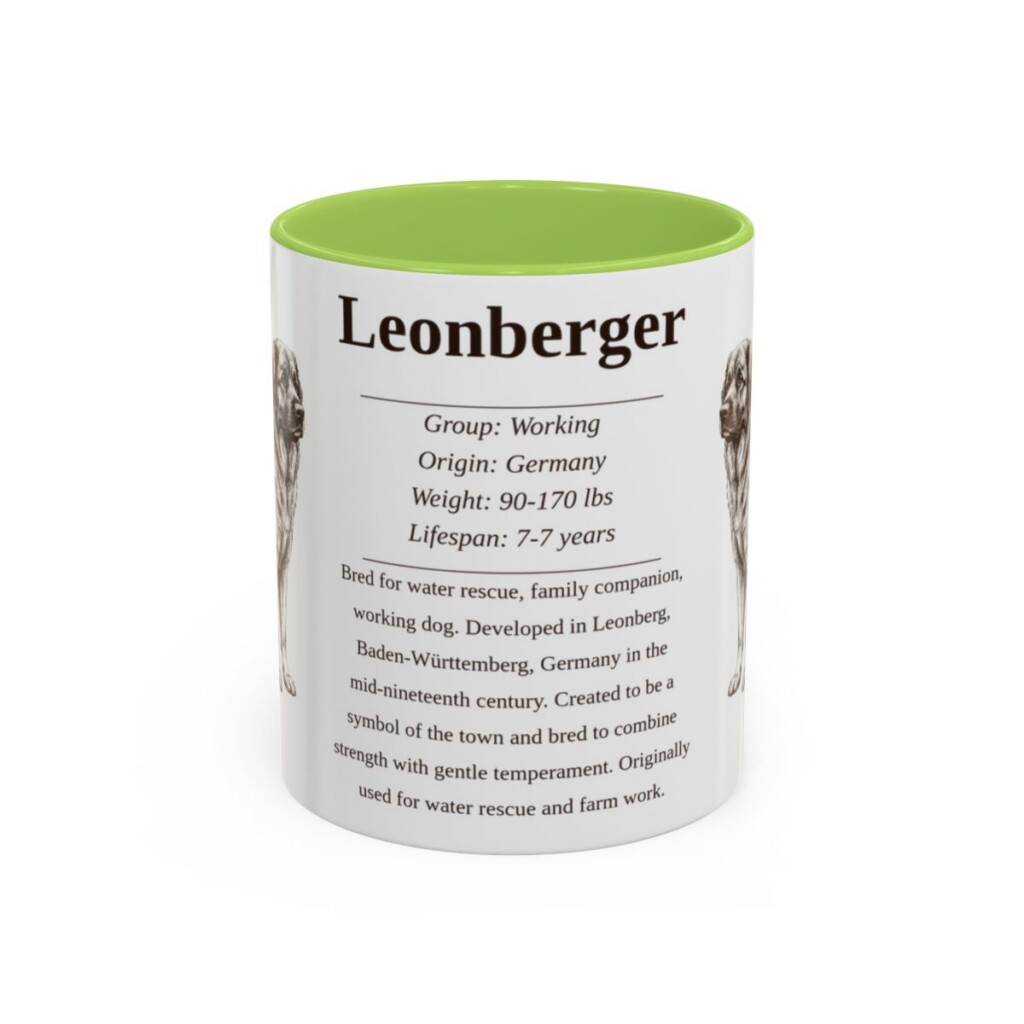 11oz Leonberger Mug, Light Green, front view
