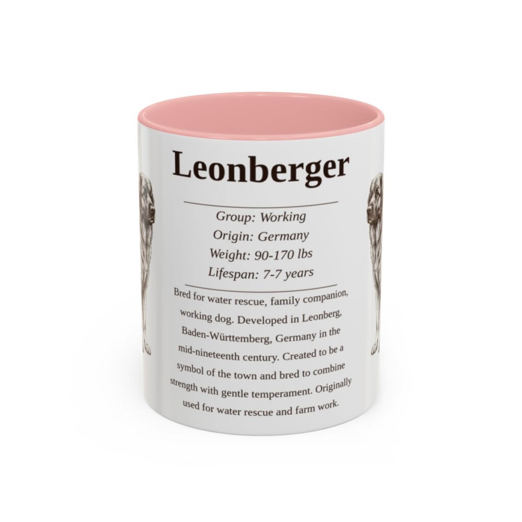 11oz Leonberger Mug, Pink, front view