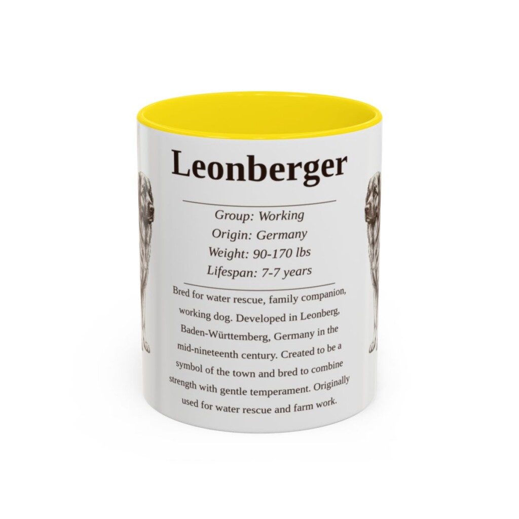 11oz Leonberger Mug, Yellow, front view