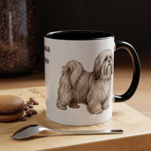 11oz Lhasa Apso Mug, Black, lifestyle photo