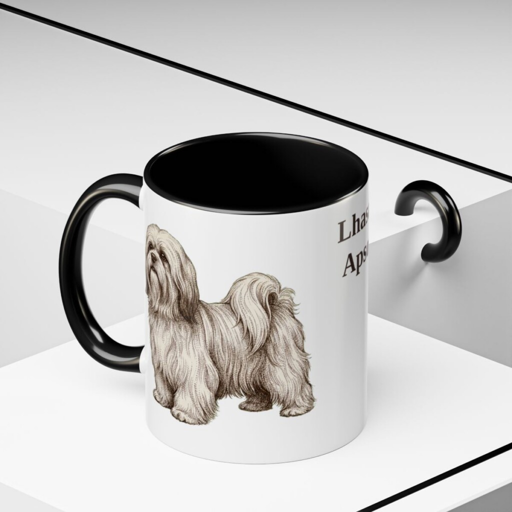 11oz Lhasa Apso Mug, Black, lifestyle photo