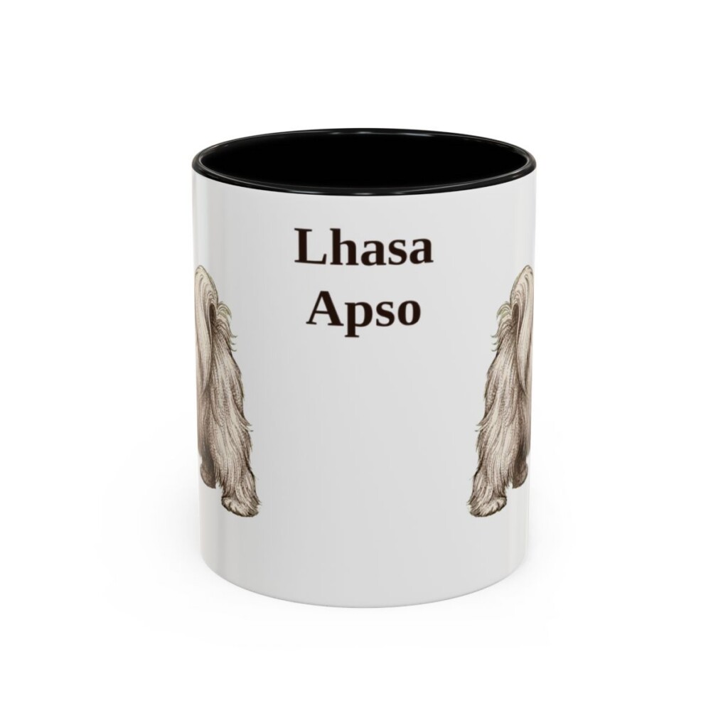 11oz Lhasa Apso Mug, Black, front view