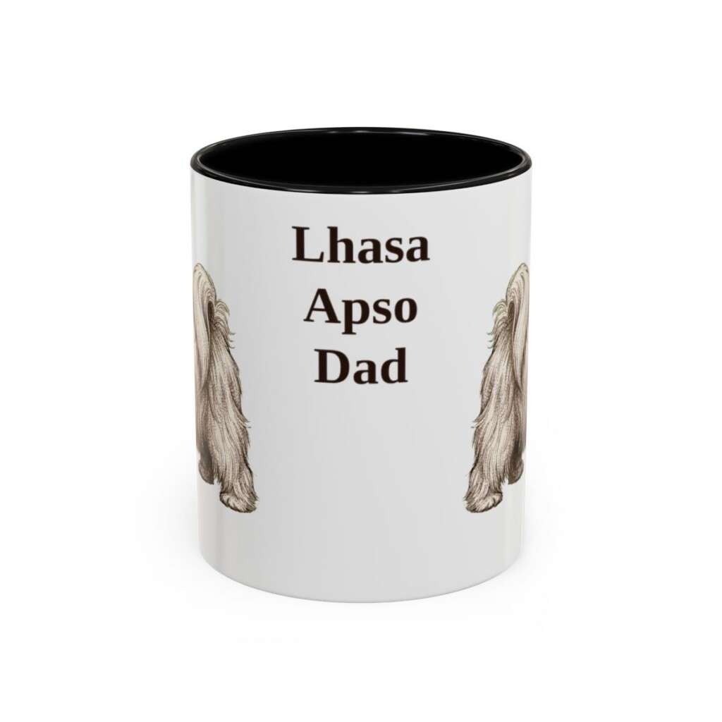 11oz Lhasa Apso Dog Dad Mug, Black, front view